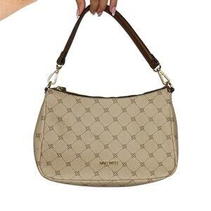 Y2K Nine West Monogram Cream Shoulder Bag Baguette Bag